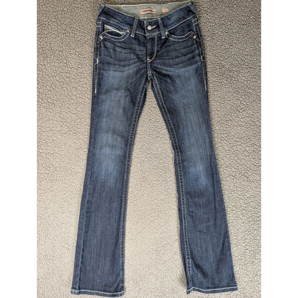 Ariat Women’s Low Rise Boot Cut Jeans Size 27L Tall Western Cowgirl Stitching